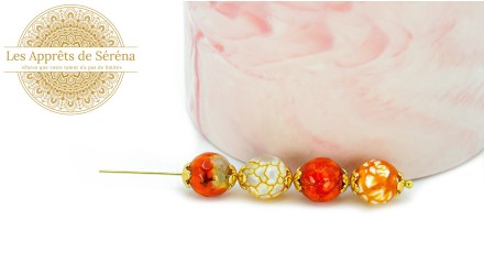 agate craquelée orange 10mm