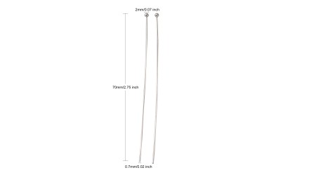 Tiges à tête boule 70x0.7mm en acier 304 pour montages précis