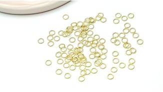 Anneaux de jonction  4x0.6mm en acier inoxydable plaqué or 18k