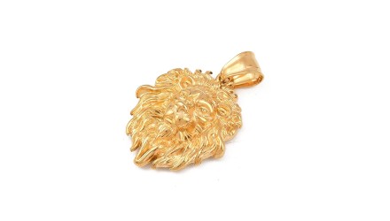 Créez des bijoux uniques avec notre pendentif tête de lion doré acier