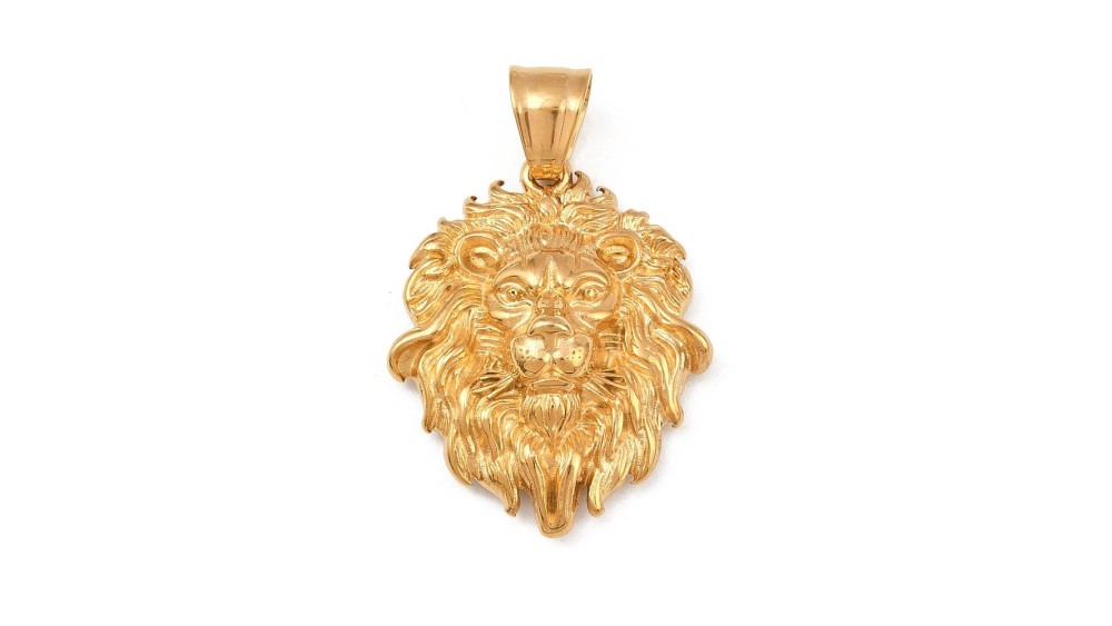 Créez des bijoux uniques avec notre pendentif tête de lion doré acier