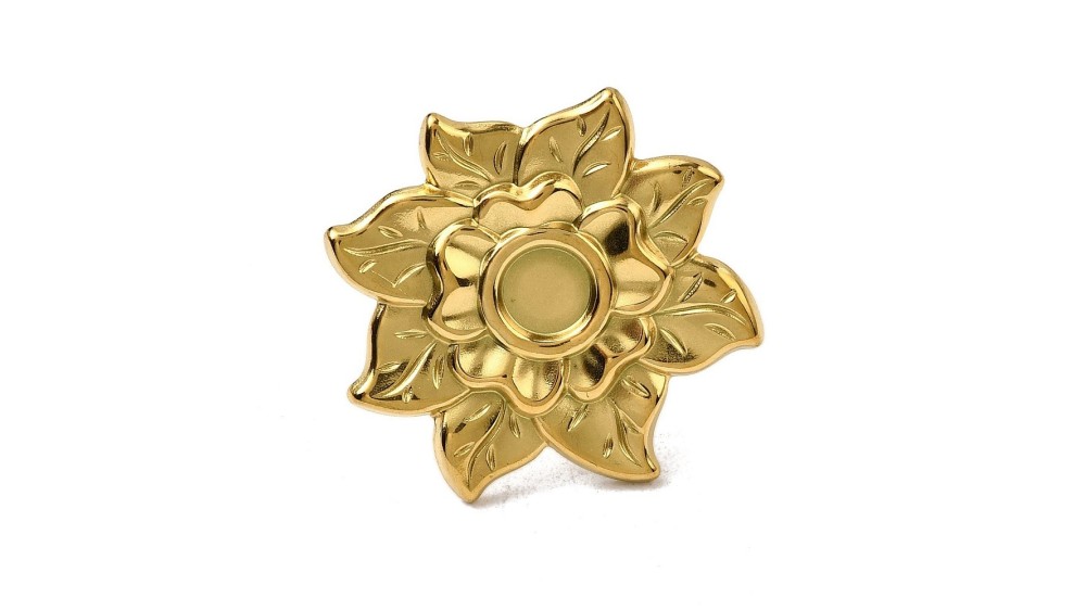 copy of Support bague 10x8mm feuille de ginko acier inoxydable plaqué or 18k