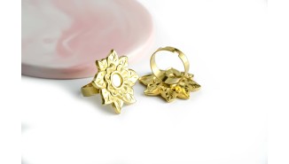 copy of Support bague 10x8mm feuille de ginko acier inoxydable plaqué or 18k