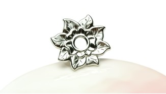 copy of Support bague 10x8mm feuille de ginko acier inoxydable plaqué or 18k