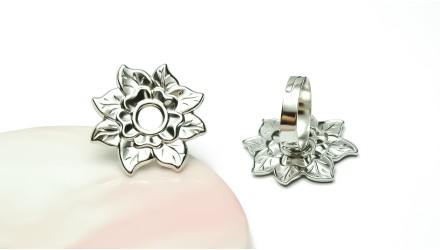 copy of Support bague 10x8mm feuille de ginko acier inoxydable plaqué or 18k