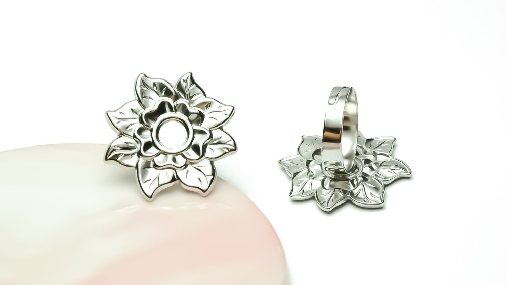 support bague fleur acier