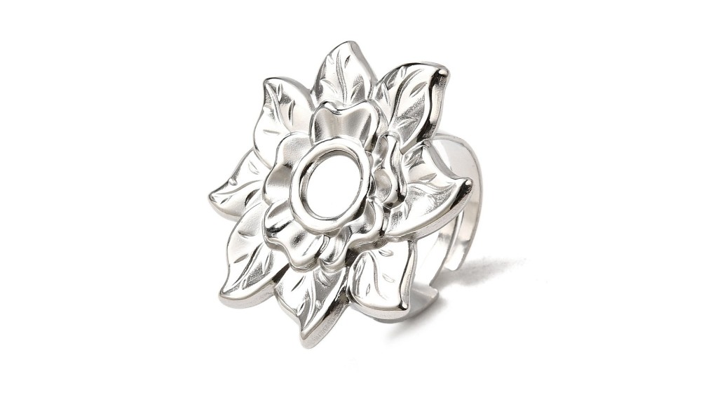 copy of Support bague 10x8mm feuille de ginko acier inoxydable plaqué or 18k