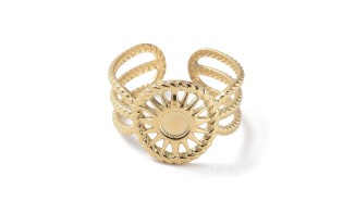 Bague soleil support cabochon 4mm acier 304 plaqué or 18k