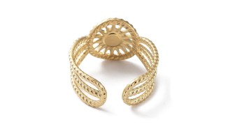 Bague soleil support cabochon 4mm acier 304 plaqué or 18k