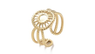 Bague soleil support cabochon 4mm acier 304 plaqué or 18k