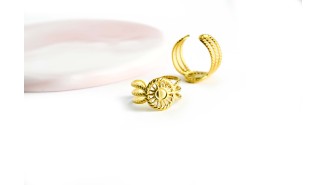 Bague soleil support cabochon 4mm acier 304 plaqué or 18k