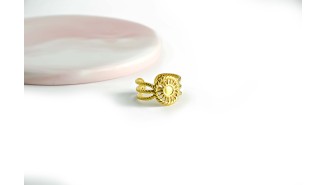 Bague soleil support cabochon 4mm acier 304 plaqué or 18k