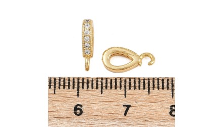 Bélière goutte en laiton plaqué or 18k et strass zircon 11x5mm