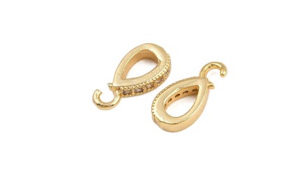 Bélière goutte en laiton plaqué or 18k et strass zircon 11x5mm