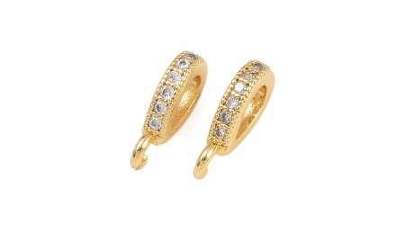 Bélière goutte en laiton plaqué or 18k et strass zircon 11x5mm