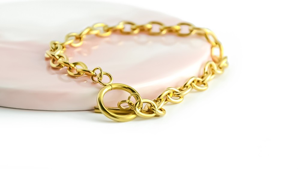 copy of Bracelet support cabochon 4mm en laiton doré  18K