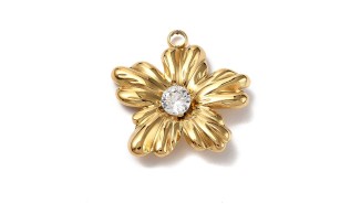 copy of Pendentif fleur Dalhia en acier inoxydable plaqué or 18k