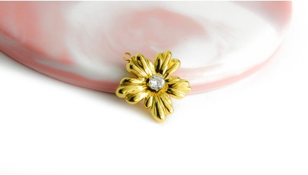 copy of Pendentif fleur Dalhia en acier inoxydable plaqué or 18k