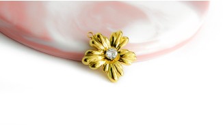 copy of Pendentif fleur Dalhia en acier inoxydable plaqué or 18k