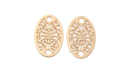 Connecteurs estampes ovales laiton doré sans nickel 13mm