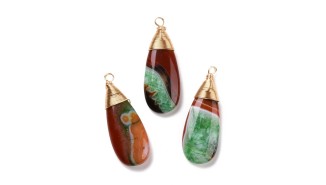 Pendentif goutte 44mm Agate du Brésil attache plaqué or 18k