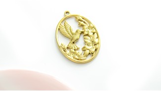 pendentif ovale acier or