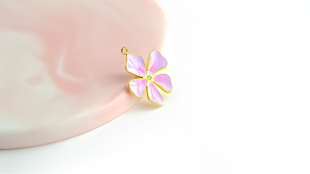fleur emaillée rose