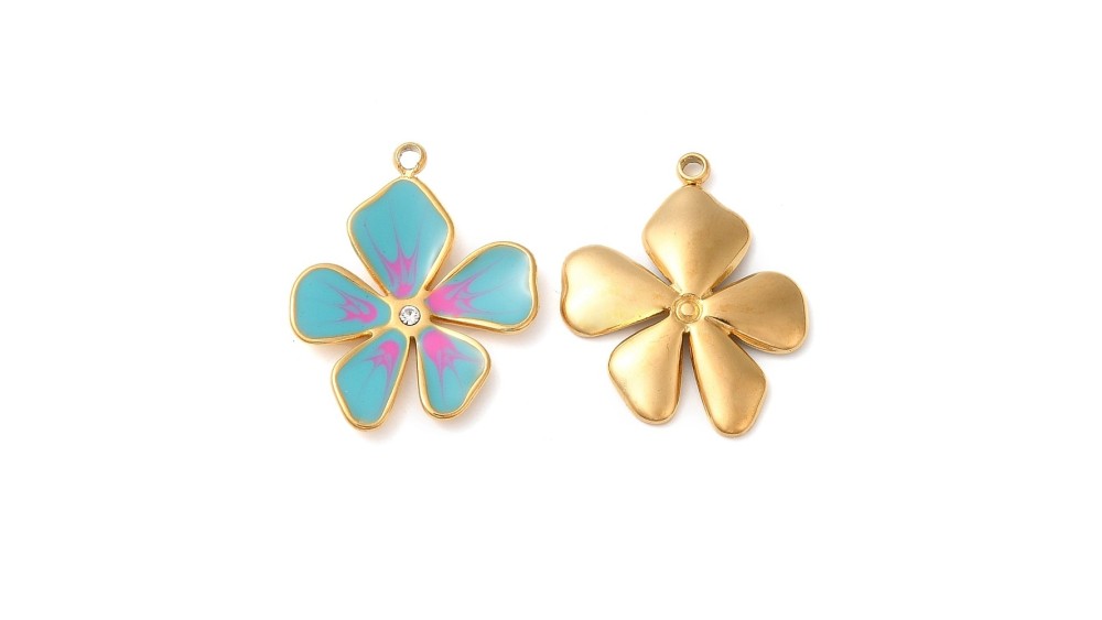 pendentif fleur bleu