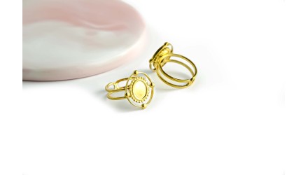 Support bague cabochon 8x6mm acier 304 or
