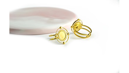Support bague cabochon 8x6mm acier 304 or