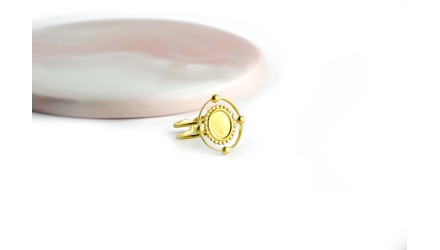 Support bague cabochon 8x6mm acier 304 or