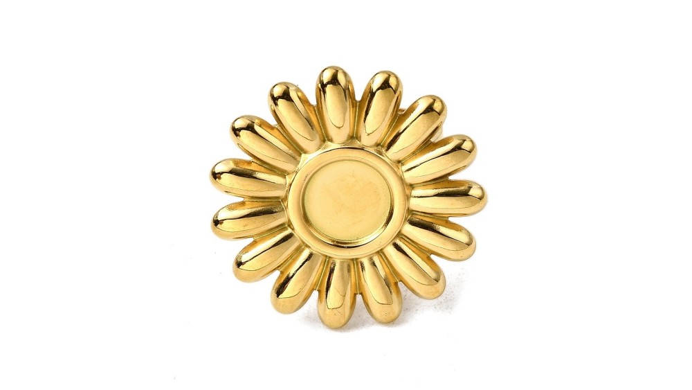 copy of Bague fleur acier 304 plaqué or 18k pour cabochon de 8mm