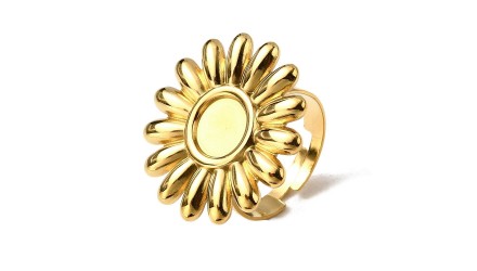 copy of Bague fleur acier 304 plaqué or 18k pour cabochon de 8mm
