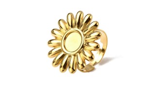 copy of Bague fleur acier 304 plaqué or 18k pour cabochon de 8mm