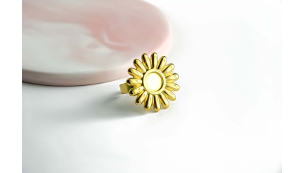 copy of Bague fleur acier 304 plaqué or 18k pour cabochon de 8mm