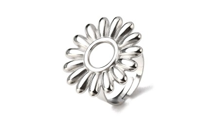 copy of Bague fleur acier 304 plaqué or 18k pour cabochon de 8mm