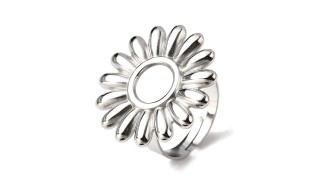 copy of Bague fleur acier 304 plaqué or 18k pour cabochon de 8mm