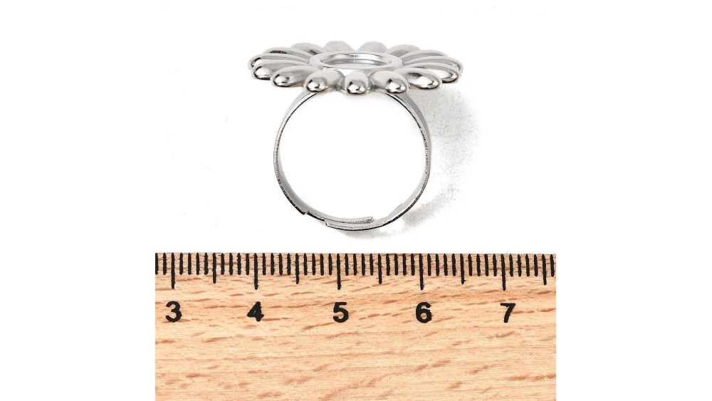 copy of Bague fleur acier 304 plaqué or 18k pour cabochon de 8mm