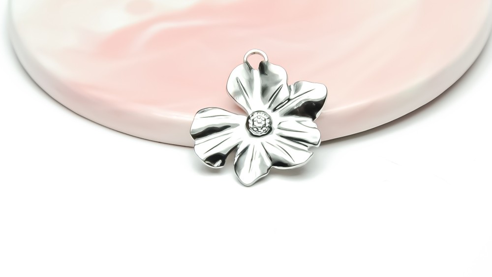 copy of Pendentif fleur Dalhia en acier inoxydable plaqué or 18k