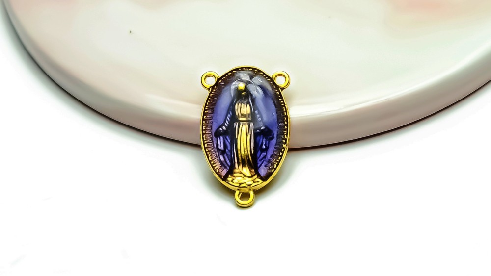 Connecteur emaillé sainte vierge pour collier Y