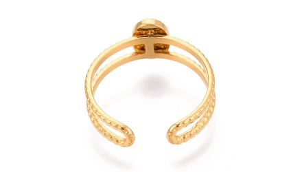 copy of Support bague cabochon 6mm anneau perlé acier plaqué or