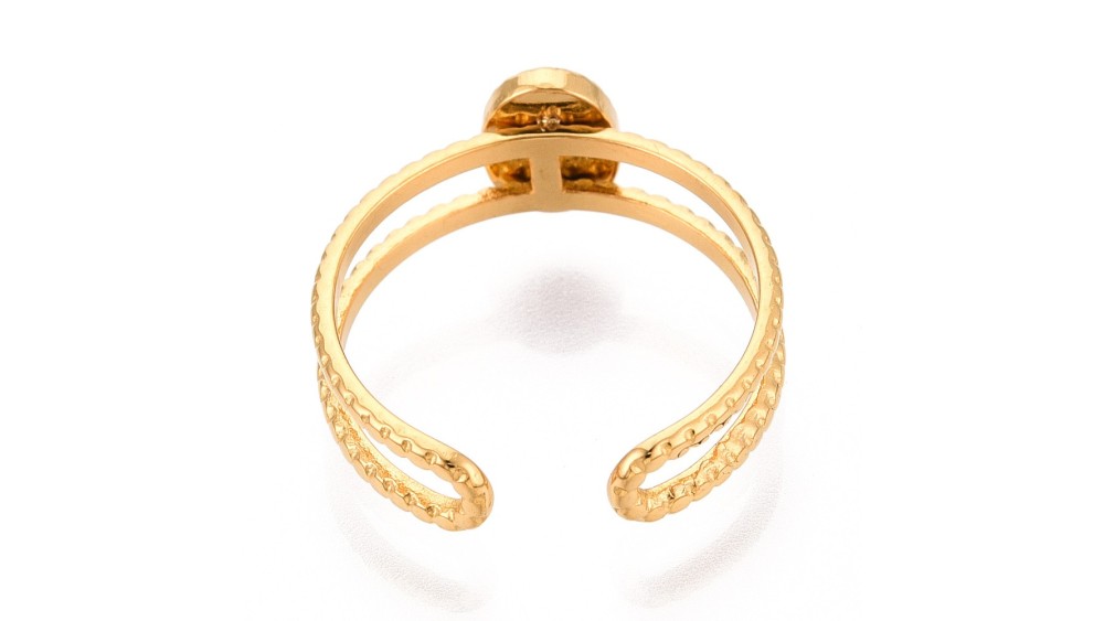 copy of Support bague cabochon 6mm anneau perlé acier plaqué or
