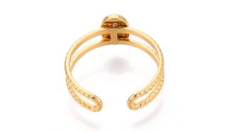 copy of Support bague cabochon 6mm anneau perlé acier plaqué or