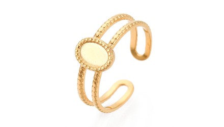 copy of Support bague cabochon 6mm anneau perlé acier plaqué or