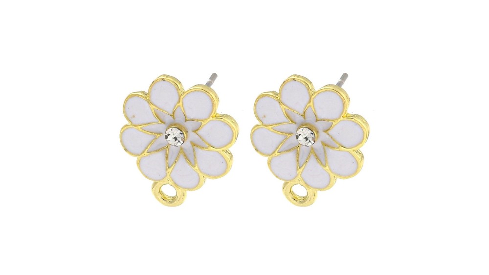 Puce fleur 13mm zamak émaillé multicolore