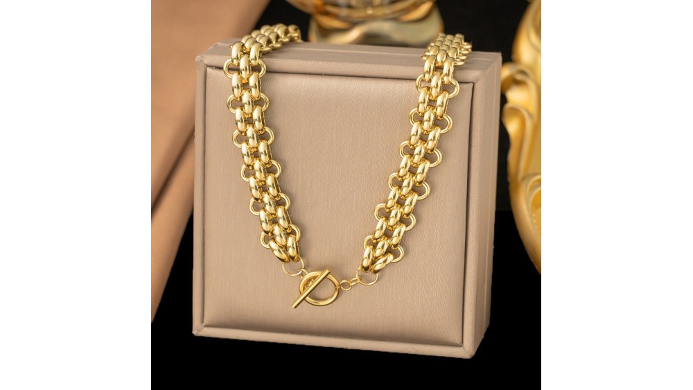 Collier d'exception maille panthère acier 304 plaqué or 18k