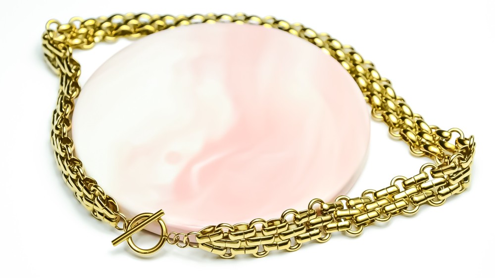 Collier d'exception maille panthère acier 304 plaqué or 18k