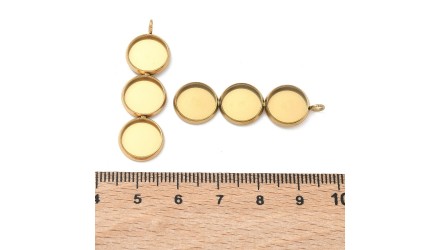 Pendentif triple support 10mm acier 304 couleur or