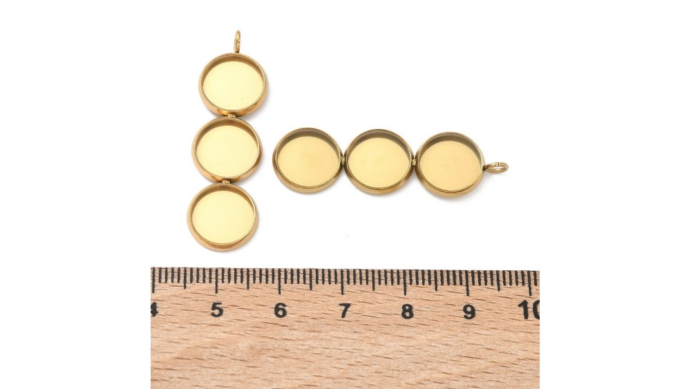 Pendentif triple support 10mm acier 304 couleur or