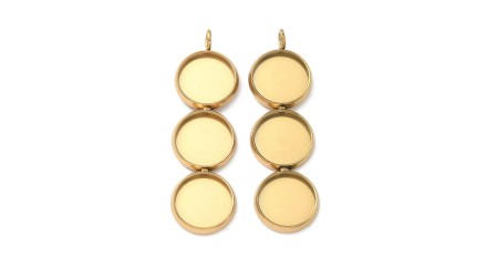 Pendentif triple support 10mm acier 304 couleur or